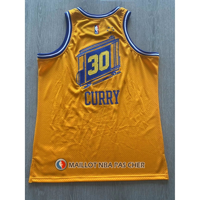 Maillot Golden State Warriors Stephen Curry NO 30 Mitchell & Ness 2019-20 Jaune